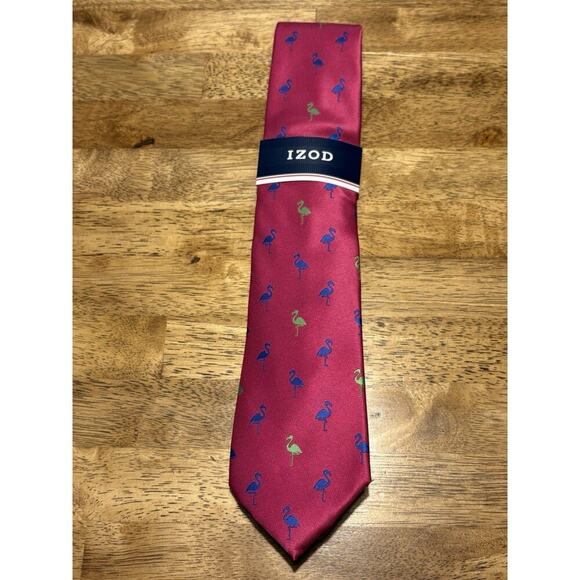 NWT Izod Tie Flamingo Pink Summer Vacation Cruise Formal Night - Picture 1 of 4